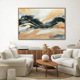 120X80cm Riptide Reverie Dark Wood Framed Hand Painted Canvas Wall Art - Front View