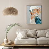 60X90cm Cerulean Gaze Dark Wood Framed Hand Painted Canvas Wall Art - Front View