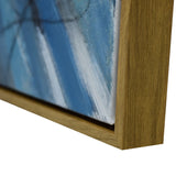 60X90cm Cerulean Gaze Dark Wood Framed Hand Painted Canvas Wall Art - Close-Up Angle