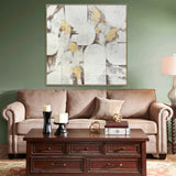 100X100cm Soft Essence Gold Framed Hand Painted Canvas Wall Art - Front View