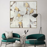 100X100cm Soft Essence Gold Framed Hand Painted Canvas Wall Art - Side View