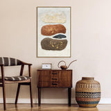 60X90cm Pebble Mosaic Dark Wood Framed Hand Painted Canvas Wall Art - Front View