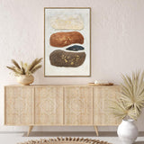 60X90cm Pebble Mosaic Dark Wood Framed Hand Painted Canvas Wall Art - Side View