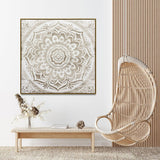 100X100cm Earthy Emanation Dark Wood Framed Canvas Wall Art - Front View