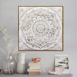 100X100cm Earthy Emanation Dark Wood Framed Canvas Wall Art - Side View
