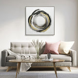 100X100cm Orbiting Elegance Champagne Framed Canvas Wall Art - Front View