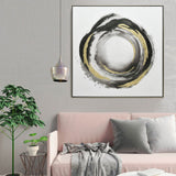 100X100cm Orbiting Elegance Champagne Framed Canvas Wall Art - Side View