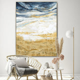 90X120cm Golden Horizon Champagne Framed Canvas Wall Art - Front View