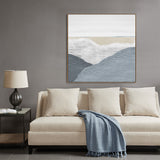 100X100cm Whispering Peaks of Tranquility Dark Wood Framed Hand Painted Canvas Wall Art - Side View