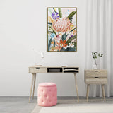 80X120cm Native Bloom Dark Wood Framed Canvas Wall Art - Side View