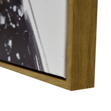 80X80cm Floral Fantasia Dark Wood Framed Canvas Wall Art - Close-Up Angle