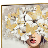 80X80cm Floral Fantasia Dark Wood Framed Canvas Wall Art - Extra Image