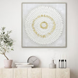 100X100cm Lustrous Celestial Harmony Light Wood Framed Hand Painted Canvas Wall Art - Front View