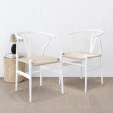White Hans Wegner Replica Wishbone Chairs (Set of 2) - 45-Degree Angle