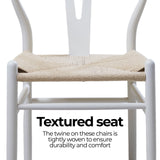 White Hans Wegner Replica Wishbone Chairs (Set of 2) - Rear View