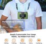20000mAh Outdoor Portable Waist Fan Hanging Neck Fan Strong Wind with Power Bank LED Lighting for Sports Courier Outdoor Working (Green) - Front View