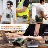 20000mAh Outdoor Portable Waist Fan Hanging Neck Fan Strong Wind with Power Bank LED Lighting for Sports Courier Outdoor Working (Green) - Top-Down View