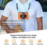 20000mAh Outdoor Portable Waist Fan Hanging Neck Fan Strong Wind with Power Bank LED Lighting for Sports Courier Outdoor Working (Orange) - Front View