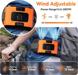 20000mAh Outdoor Portable Waist Fan Hanging Neck Fan Strong Wind with Power Bank LED Lighting for Sports Courier Outdoor Working (Orange) - Top-Down View