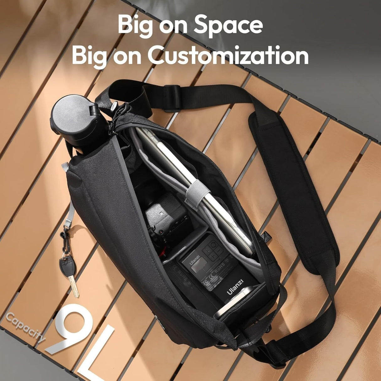 ULANZI BP11 8L Camera Sling Bag with Tripod Holder for Men Women, Lightweight Splash-proof DSLR/Mirrorless Anti-Theft Crossbody Bag for Travel Hiking