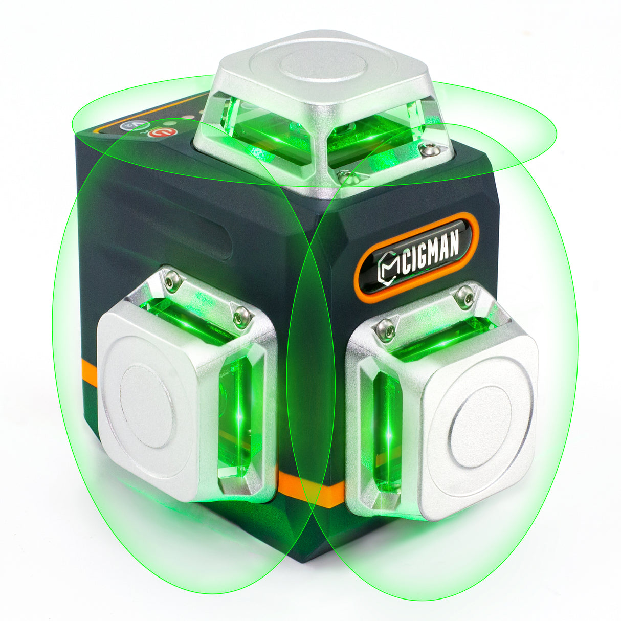CIGMAN Laser Level Self Leveling 3x360? 3D Green Cross Line for Construction and Picture Hanging, Rechargeable battery, Remote Controller, Magnetic Rotating Stand Included