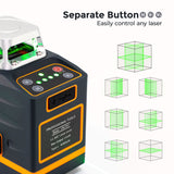 CIGMAN Laser Level Self Leveling 3x360? 3D Green Cross Line for Construction and Picture Hanging, Rechargeable battery, Remote Controller, Magnetic Rotating Stand Included