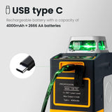 CIGMAN CM720 Laser Level Self Leveling 2 x 360° Green Cross Line Rechargeable - Rear View