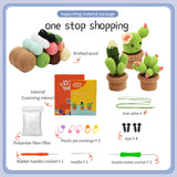 Beginners Crochet Kit, DIY 3PC Cactus Kit, Complete Knitting Kit with Video - Front View