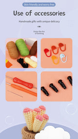 Beginners Crochet Kit, DIY 6PC Cactus Kit, Complete Knitting Kit with Video - Low Angle