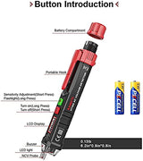 KAIWEETS HT100 Non Contact Voltage Tester AC Electricity Detect Pen 12V-1000V/48V-1000V Dual Range with LCD Display LED Flashlight Buzzer Alarm Wire Breakpoint Finder - Rear View