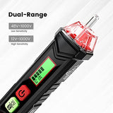 KAIWEETS HT100 Non Contact Voltage Tester AC Electricity Detect Pen 12V-1000V/48V-1000V Dual Range with LCD Display LED Flashlight Buzzer Alarm Wire Breakpoint Finder - Close-Up Angle