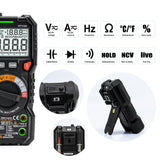 KAIWEETS HT118A 6000 Counts TRMS Digital Multimeter with Auto-Ranging for Accurate Voltage, Current, Resistance, and Temperature Measurements - Top-Down View
