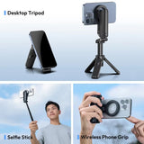 Ulanzi JJ03 Magnetic Phone Tripod Wireless Phone Grip Selfie Stick Desktop Tripod with Remote Control Photography Livestreaming - Front View