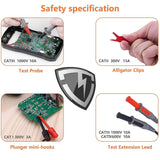 KAIWEETS Soft Silicone Electrician Test Leads Kit CAT III 1000V & CAT IV 600V with Alligator Clips and Needle Probe for Fluke/AstroAI/INNOVA Multimeter Electronic Clamp Meter 9PCS - Extra Image