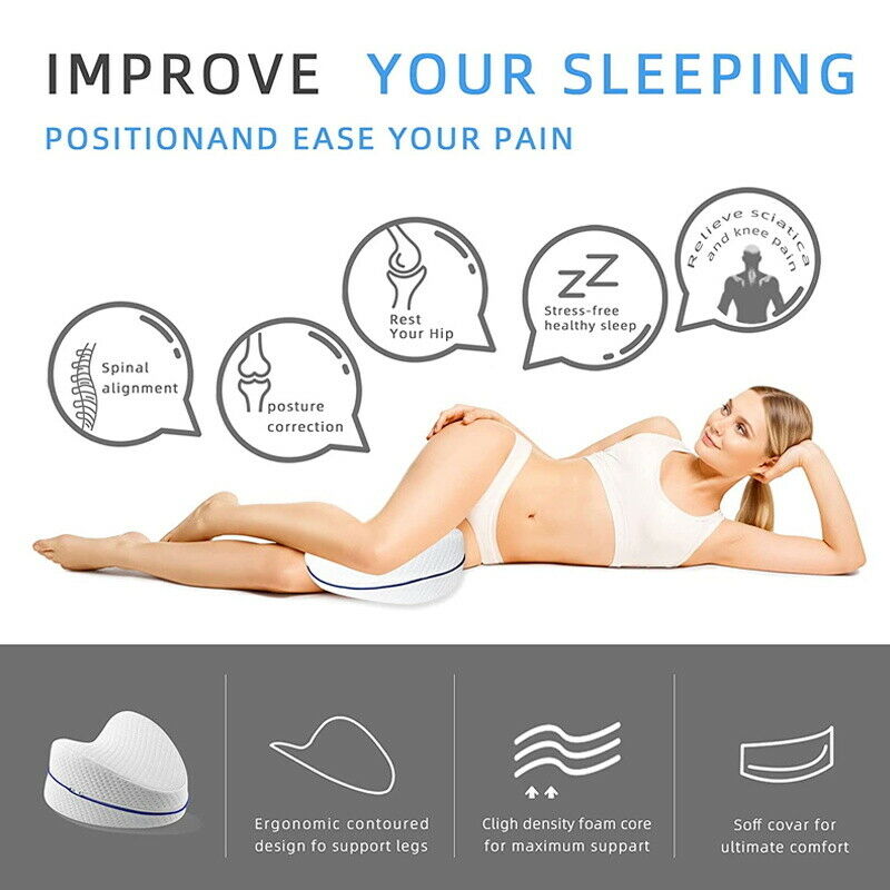 Leg Knee Support Pillow, Orthopedic Memory Foam Wedge Contour Pillow for Thighs, Leg Pillow for Back Hip Legs Knee Support Wedge and Pressure Relief,