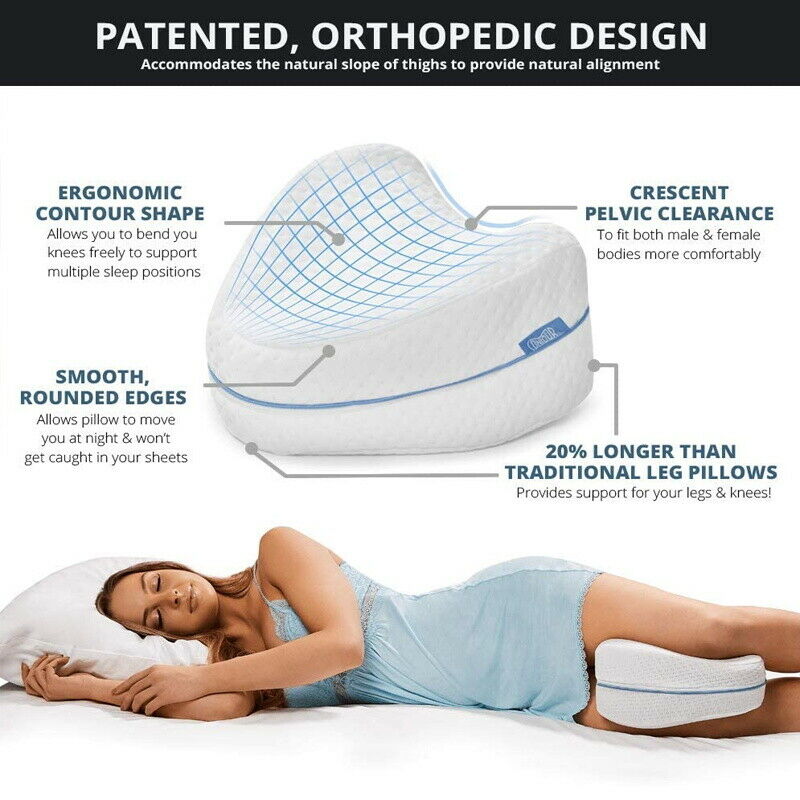 Leg Knee Support Pillow, Orthopedic Memory Foam Wedge Contour Pillow for Thighs, Leg Pillow for Back Hip Legs Knee Support Wedge and Pressure Relief,