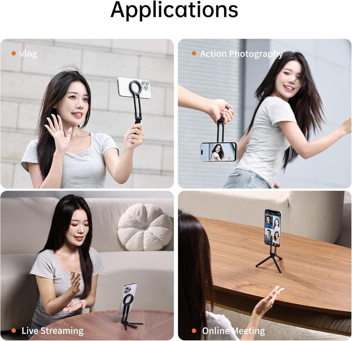 ULANZI MA30 Magnetic Phone Tripod Stand for iPhone - Aluminium Maglock Smartphone Mini Tripod Pocket Cell Phone Stand Dual-Sided Magnet Quick Mount