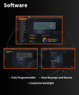 Wireless Hot-Swap 65% Mechanical Keyboard with RGB - RK84 Red Switch - 45-Degree Angle