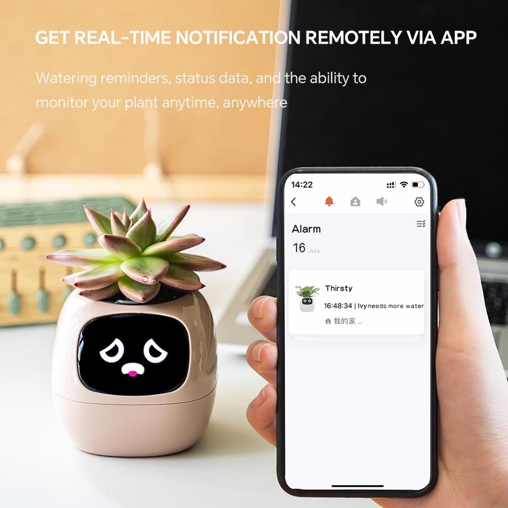 Intelligent Flower Pot, Electronic Bud, Maintenance Plant Assistant, Fun Interactive Flower Pot, Indoor Green Planting Monitoring, LCD Screen Display,