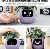 Intelligent Flower Pot, Electronic Bud, Maintenance Plant Assistant, Fun Interactive Flower Pot, Indoor Green Planting Monitoring, LCD Screen Display, Cell Phone APP Connection (Purple) - Top-Down View