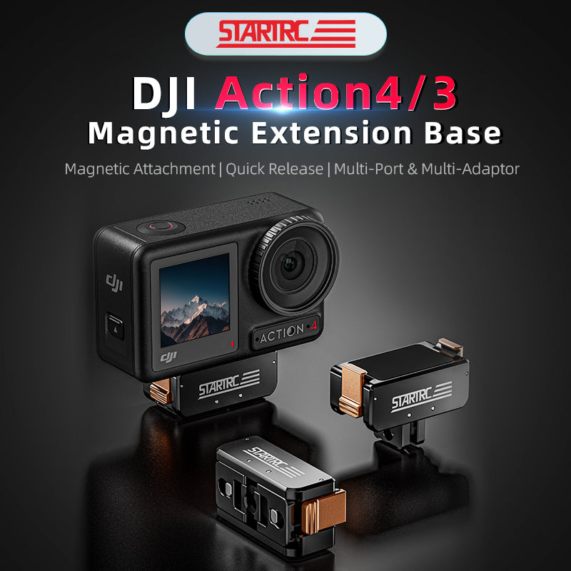 STARTRC Action 5 Pro Magnetic Adapter Mount for DJI Osmo Action 5 Pro/Action 4/Action 3 Quick Release Adapter with Connection Adapter Extension Base