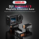 STARTRC Action 5 Pro Magnetic Adapter Mount for DJI Osmo Action 5 Pro/Action 4/Action 3 Quick Release Adapter with Connection Adapter Extension Base