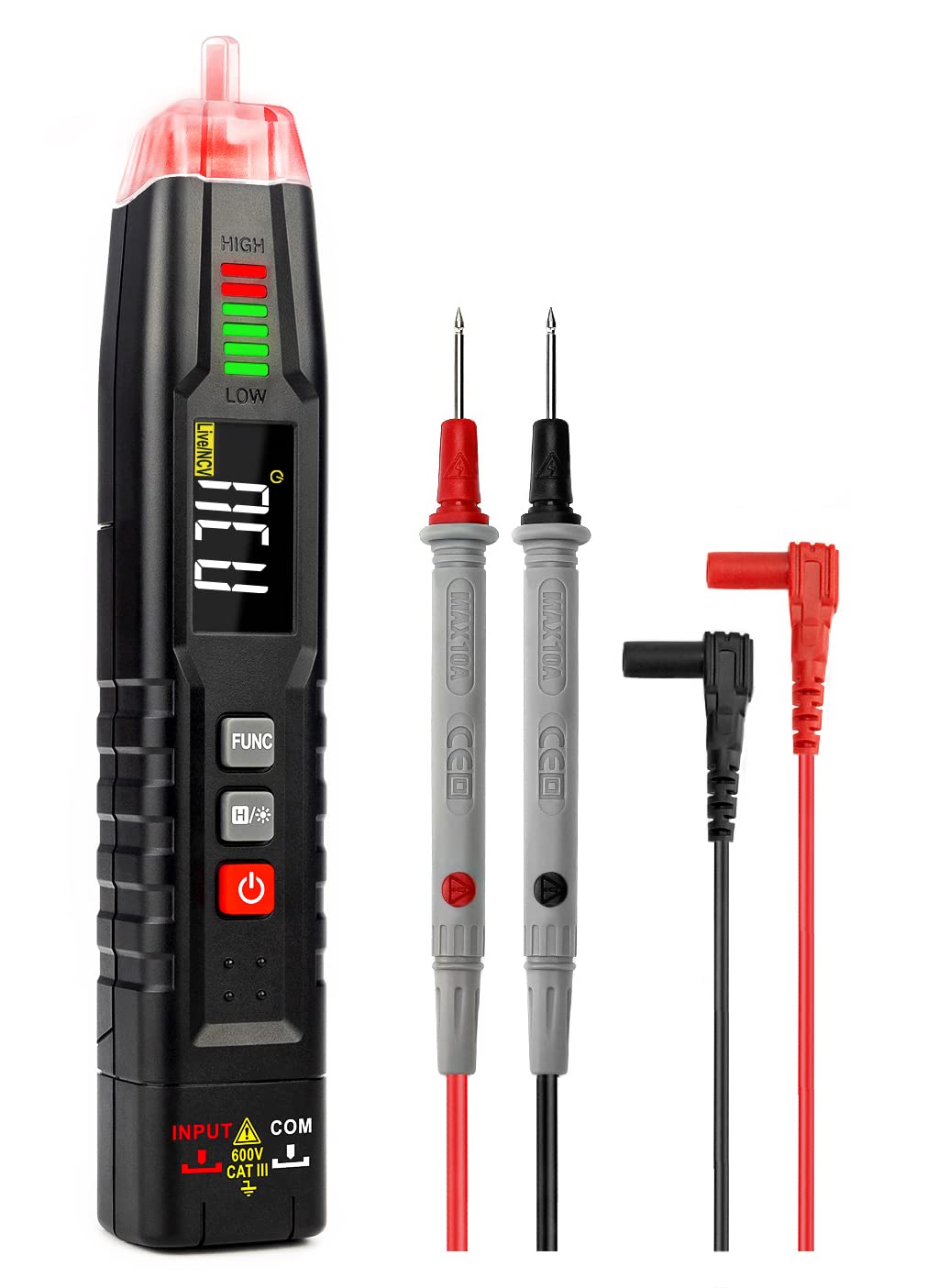 KAIWEETS ST100 Multifunction Non-Contact Voltage Tester with Auto Measurement and Test Leads for AC/DC Circuit Detection