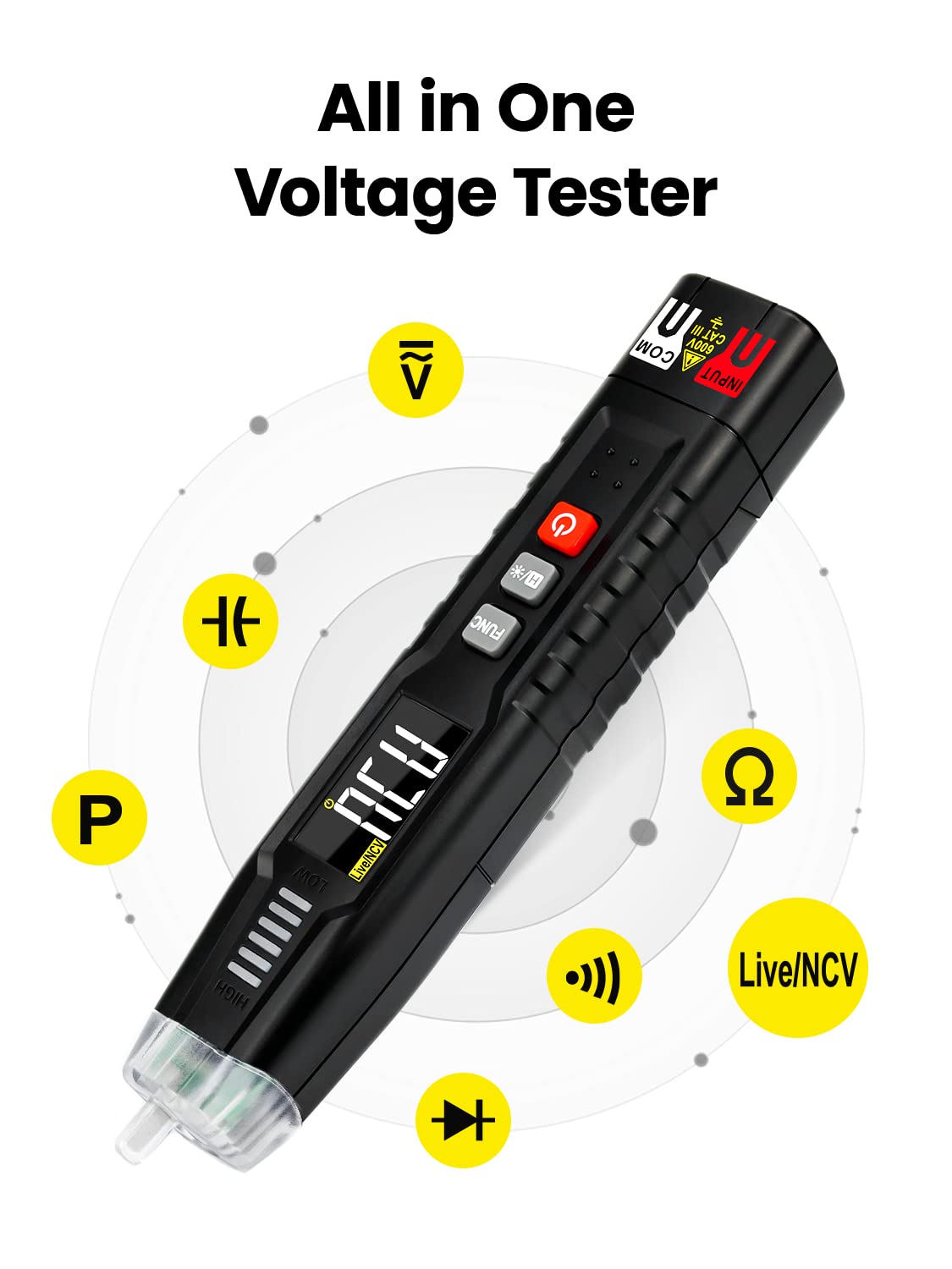 KAIWEETS ST100 Multifunction Non-Contact Voltage Tester with Auto Measurement and Test Leads for AC/DC Circuit Detection