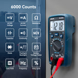 VENLAB Digital Multimeter VM500A TRMS 6000 Counts Volt Ohm Amp Continuity Meter - Close-Up Angle