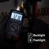 VENLAB Digital Multimeter VM500A TRMS 6000 Counts Volt Ohm Amp Continuity Meter - Low Angle