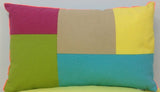 Pack of 4 Geo Turquoise Block Design 30x50cm Cushion Cover - Front View