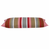 Pack of 4 Corban Rose Pink Based Striped Cushion Cover Multicoloured Rectangle 35x70cm - Front View