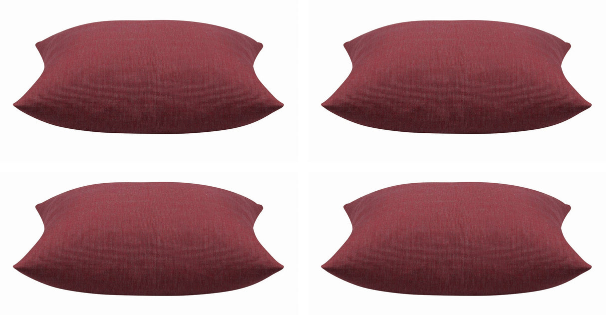 Pack of 4 Elements Deep Red Solid Base Colour Square Cushion Covers