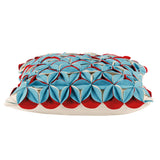 Amelie Aqua Blue & Red 3D Texture Cushion Cover - Front View